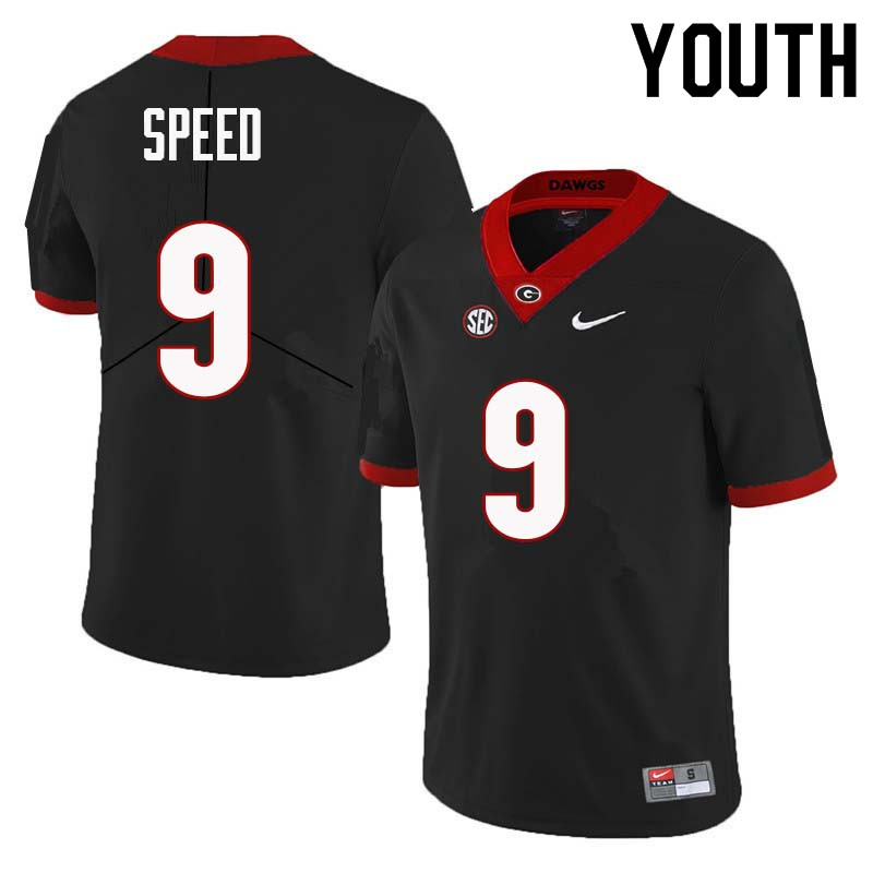 Georgia Bulldogs Youth Ameer Speed #9 Black Stitched College UGA Football Jersey 23FW013NF